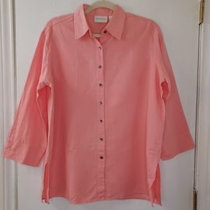 Liz Claiborne Women's Size M Linen Cotten Blend Button Front Boho Beach